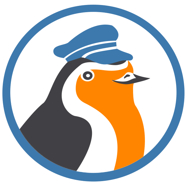 Robin Webmail mascot wearing a blue cap